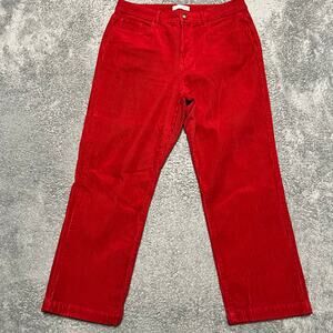 Loft Corduroy Pants Womens 30 /10 (33x25) Red High Rise Cropped Baggy